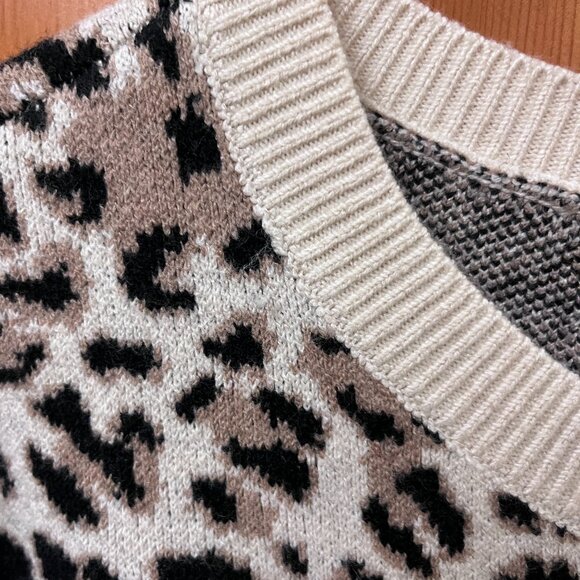Target A New Day leopard cheetah tan black brown print cardigan sweater large - Picture 5 of 6